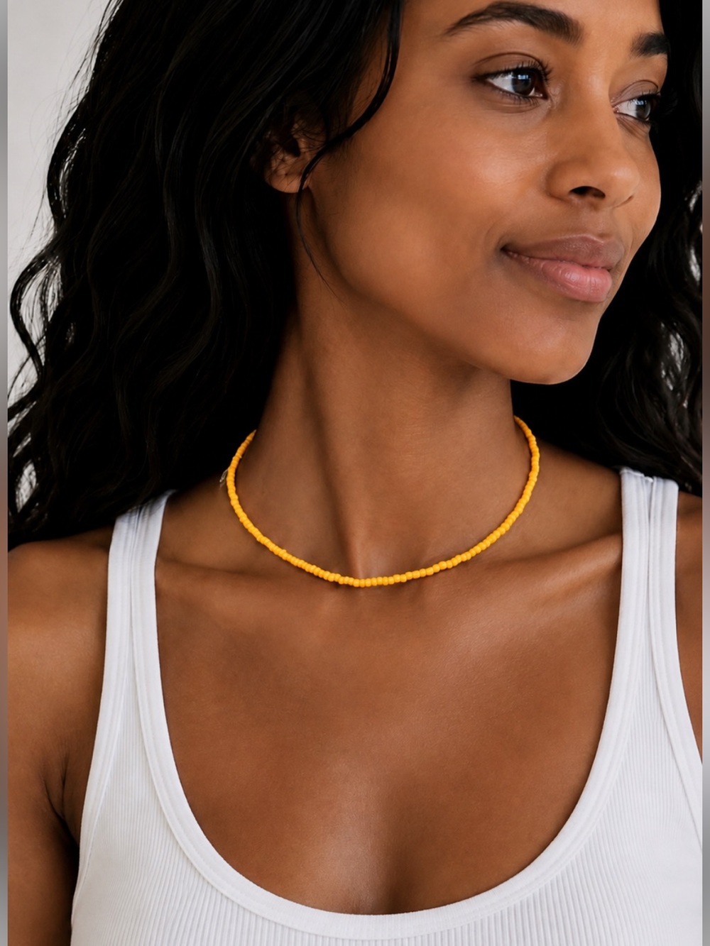 New! Preppy Golden Yellow Beaded Dopamine Necklace 5067a